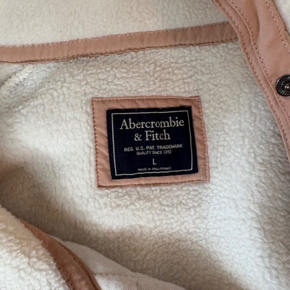 Abercrombie &‎ Fitch Womens Cream Pink Quilted Fleece Pullover Sweatshirt - Picture 8 of 8